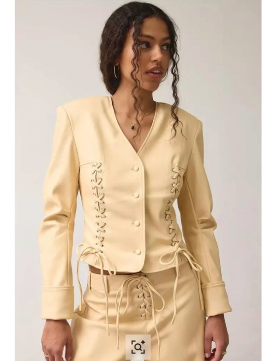 Saemdi Jackets & Blazers - Saemdi Small S Gia faux leather lace up jacket corset style FLAW